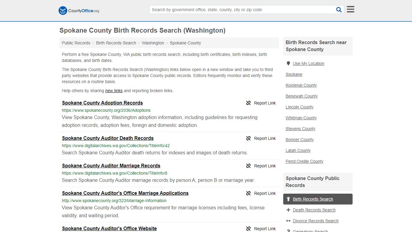 Birth Records Search - Spokane County, WA (Birth ...