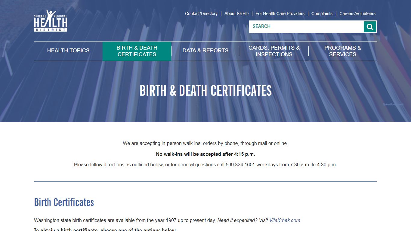 Birth & Death Certificates - SRHD